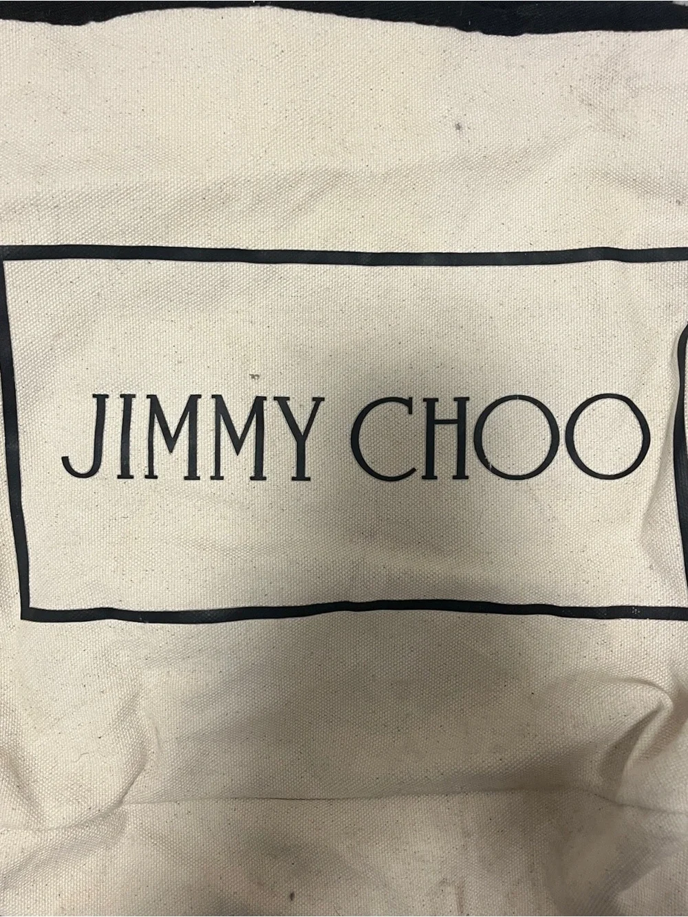 Jimmy Choo Cream Canvas Tote with Black Trim